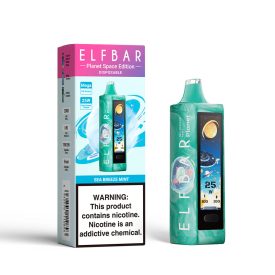  ELF BAR PLANET 25000 jednorazová e-cigareta s príchuťou morského vánku a mäty a 5% nikotínu, nabíjateľná.
