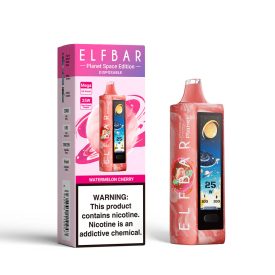 ELF BAR PLANET 25000 jednorazová e-cigareta s príchuťou melónu a čerešne a 5% nikotínu, nabíjateľná.